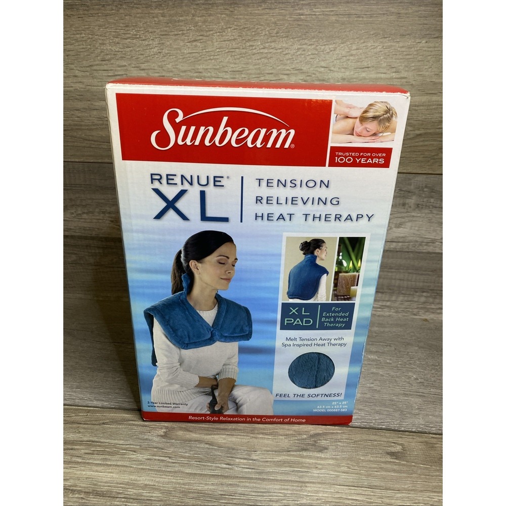 Sunbeam Reúne XL Heat Wrap Heating Pad Back Neck & Shoulder Pain 25 X 25" BD
